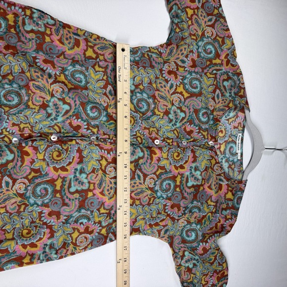 Roller Rabbit Midi Dress Sz S Gauze Cotton Duster Paisley Pockets Boho Button - Picture 10 of 15